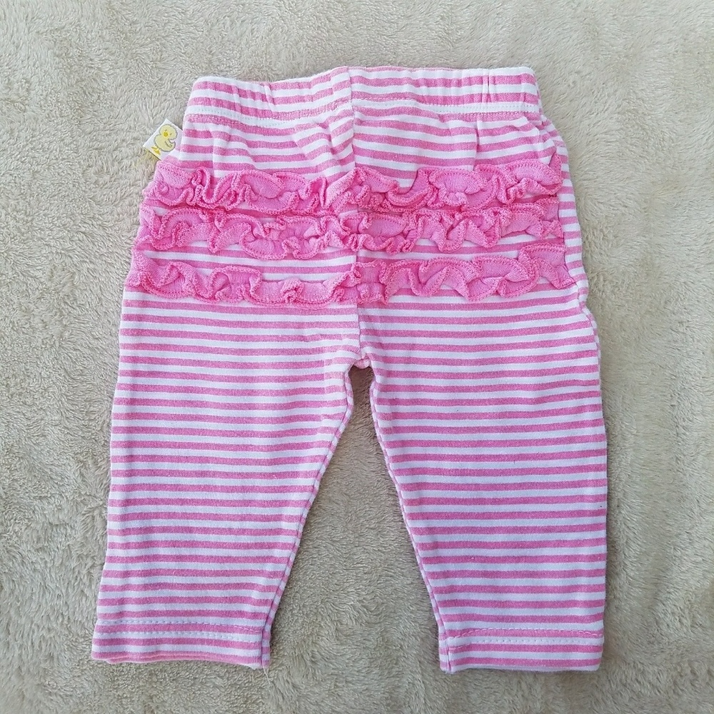 Pink White Stripe Ruffle Butt Infant Pants